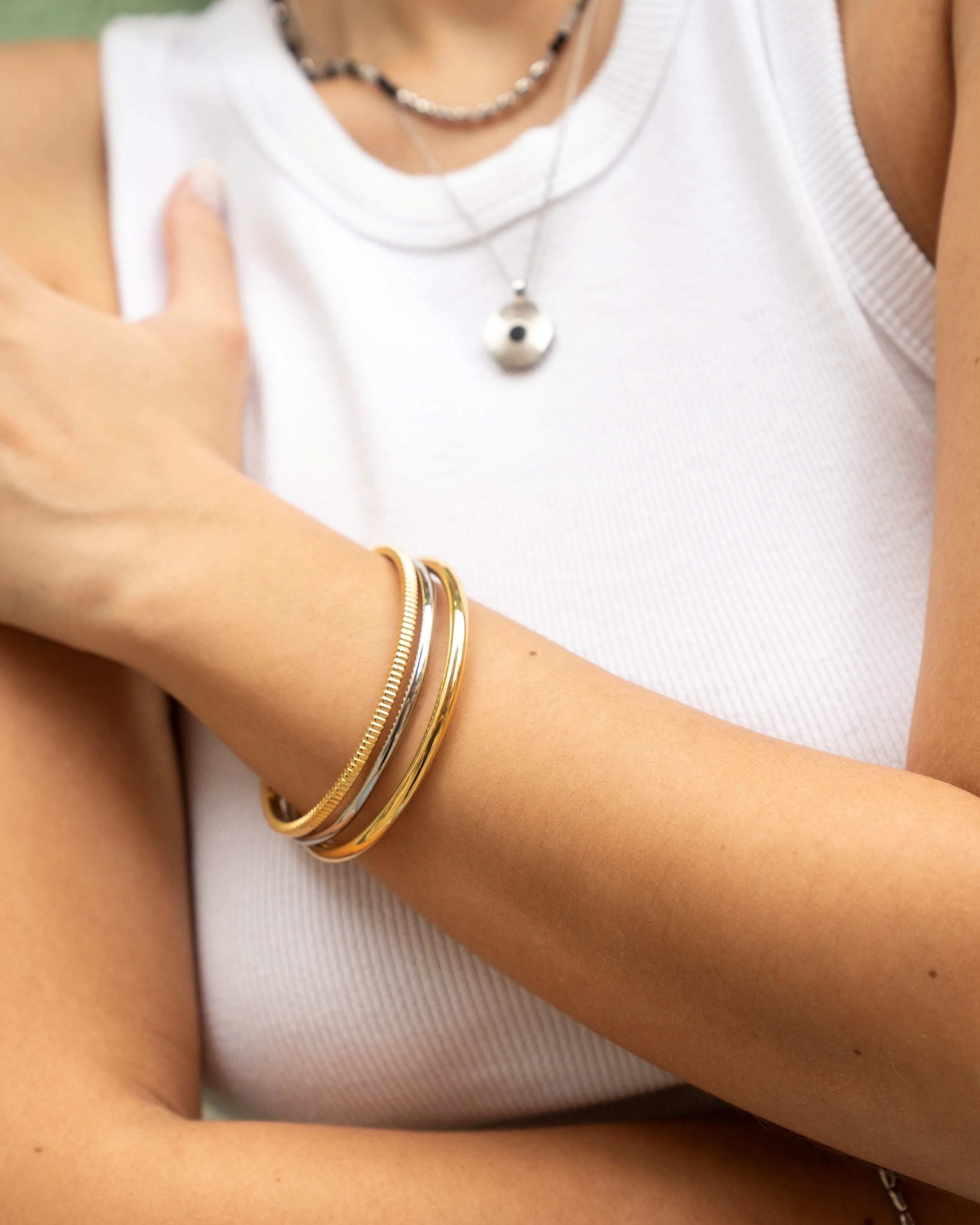 Mixed Metal Bangle Trio - Image 3