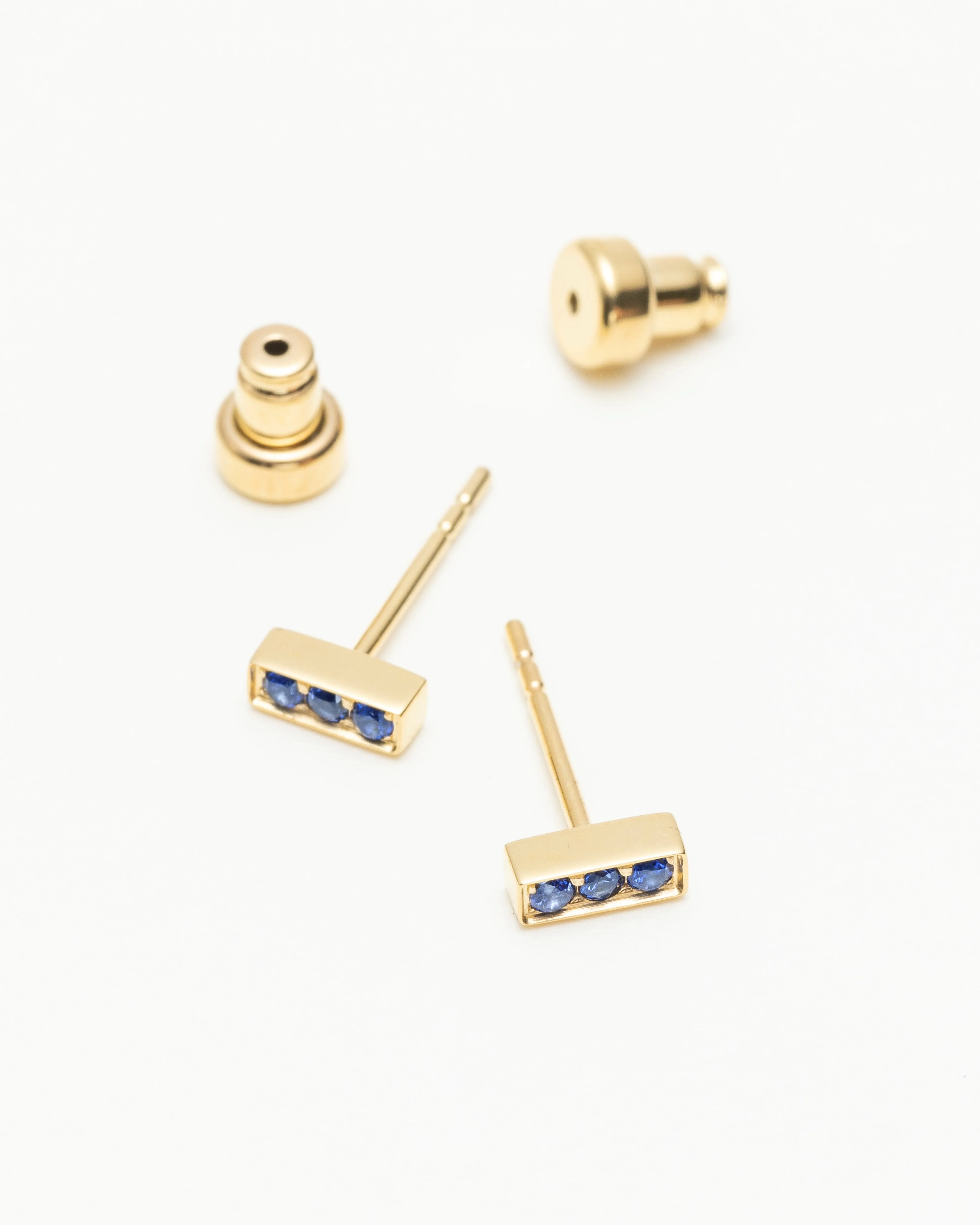 Rhea Blue Sapphire Bar Studs - Image 4