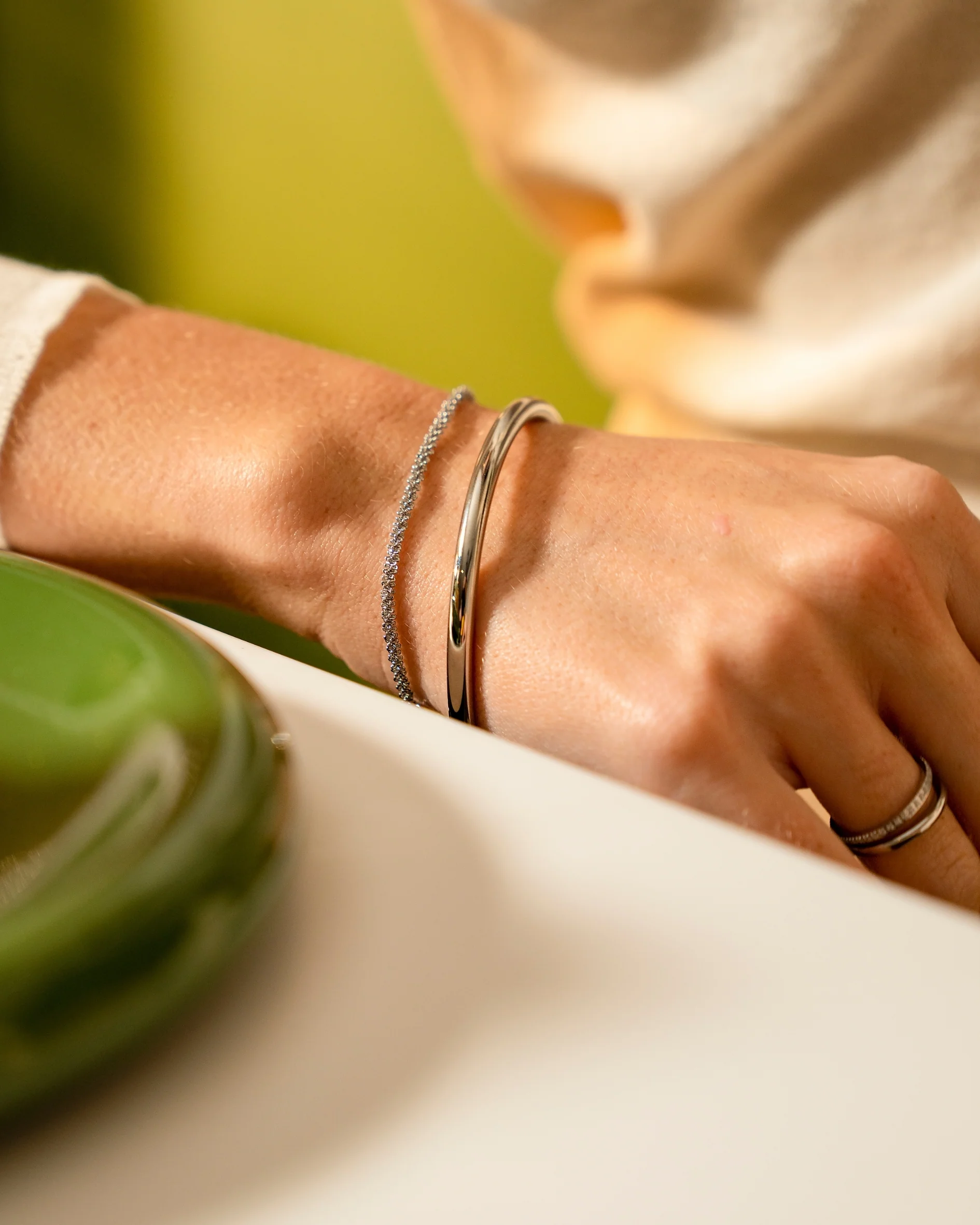 Ruffle Silver Bracelet Duo